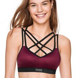 Victoria's Secret PINK Ultimate Sports Bra Size Strappy Caged Cut Out Small